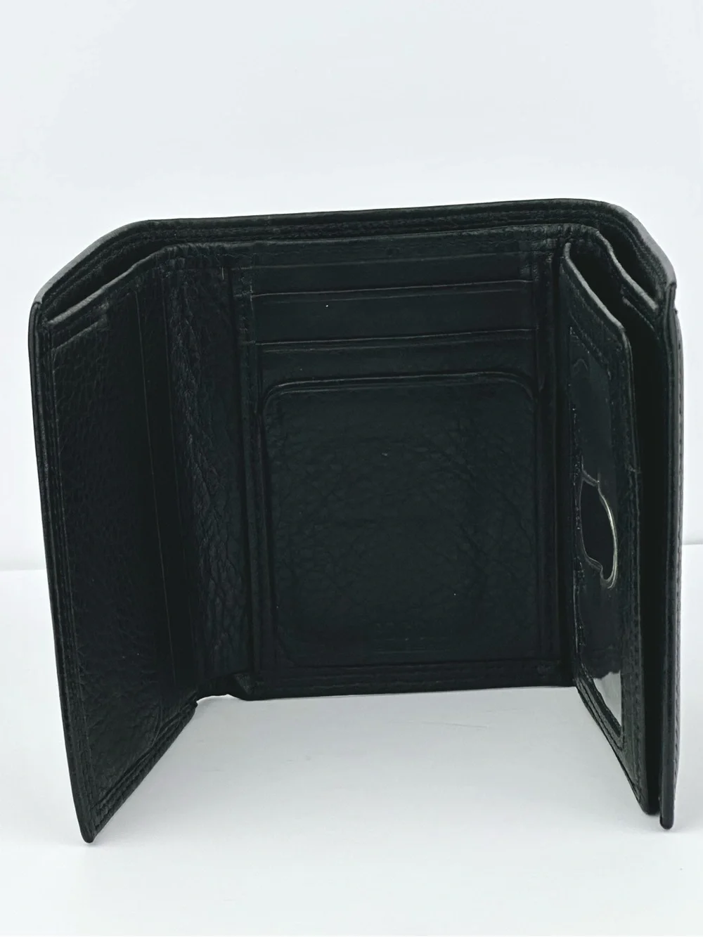 Fossil Black Pebbled Leather Trifold Wallet